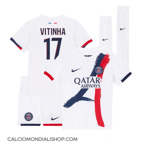 Maglie da calcio Paris Saint-Germain Vitinha #17 Seconda Maglia Bambino 2024-25 Manica Corta (+ Pantaloni corti)